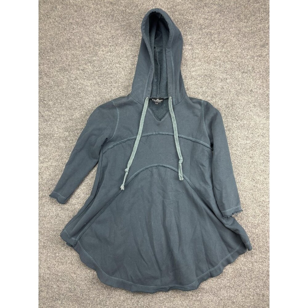 Angie Hoodie Womens Small Gray Long Sleeve Pullover Tunic Boho Flare Hem Casual